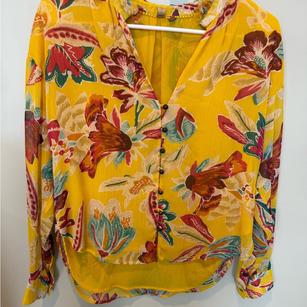 💋 Pilcro Floral Yellow Blouse 192 - Picture 2 of 9